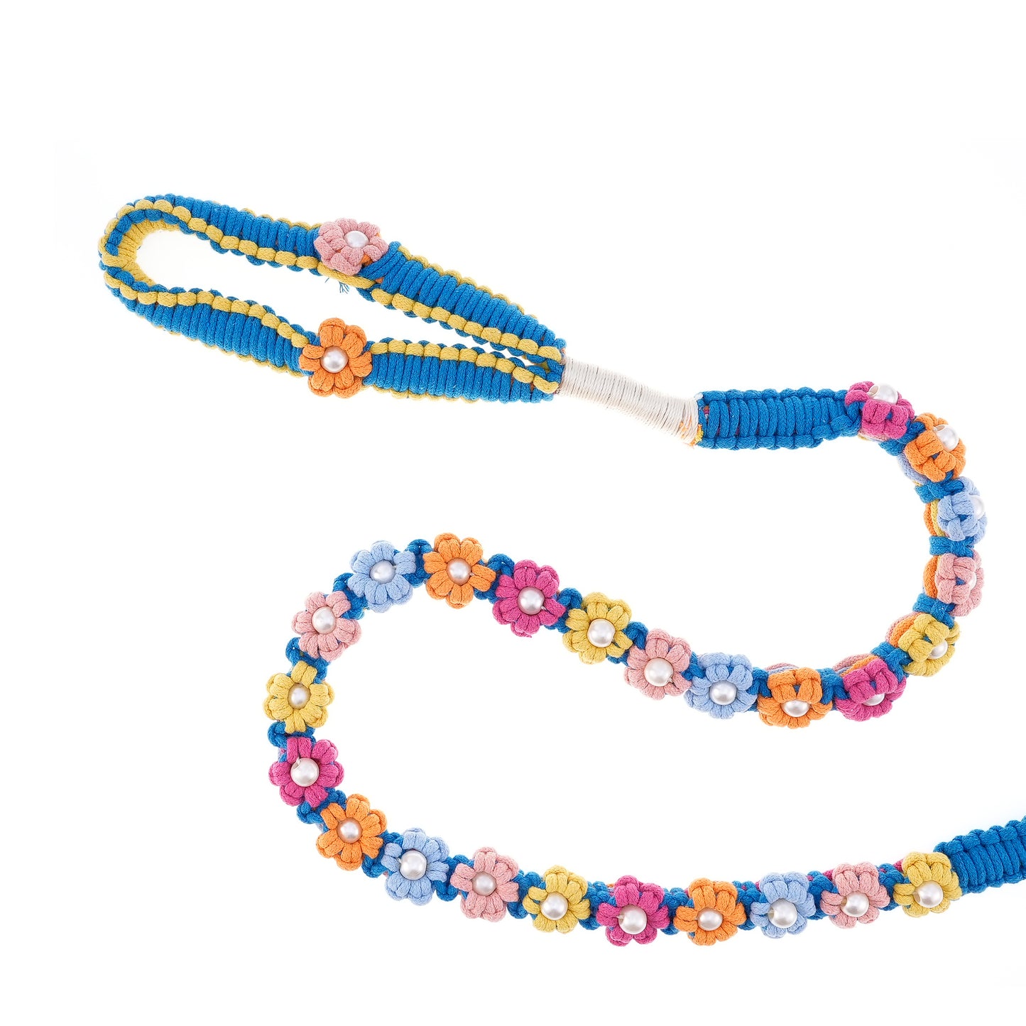 ๐ Rainbow Melody โ Handmade Colorful Cotton Braided Dog Leash
