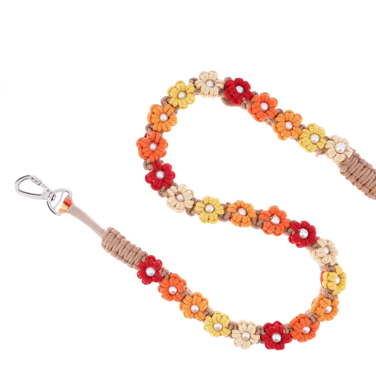 ✨ Golden Glow – Handmade Colorful Cotton Braided Dog Leash