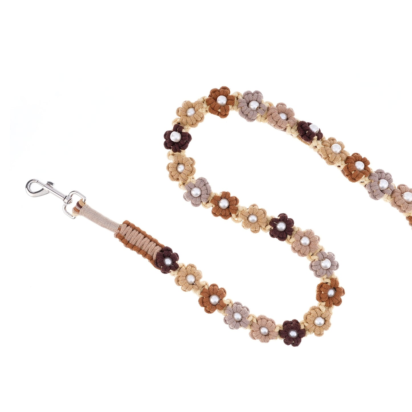 โ Mocha Bloom โ Handmade Colorful Cotton Braided Dog Leash