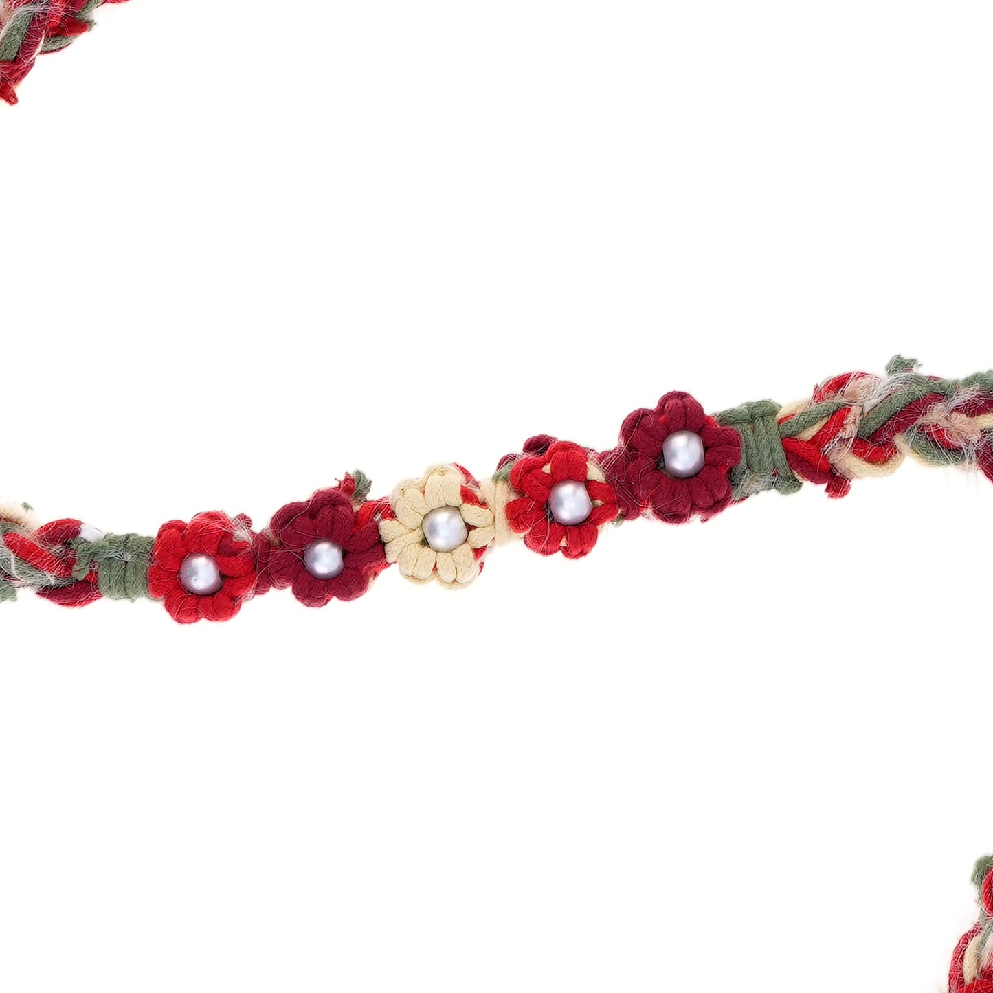 Crimson Charm – Handmade Colorful Cotton Braided Dog Leash