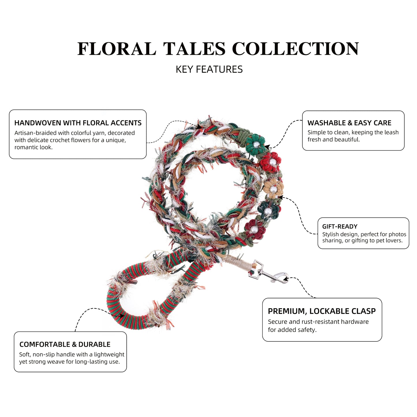 Berry Noel – Handmade Colorful Cotton Braided Dog Leash