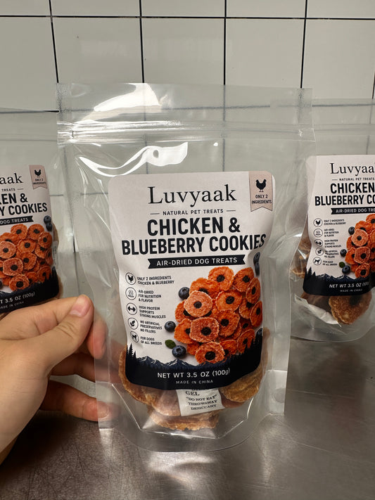 Luvyaak Chicken & Blueberry Air-Dried Dog Cookies | Edible pet treats|100g