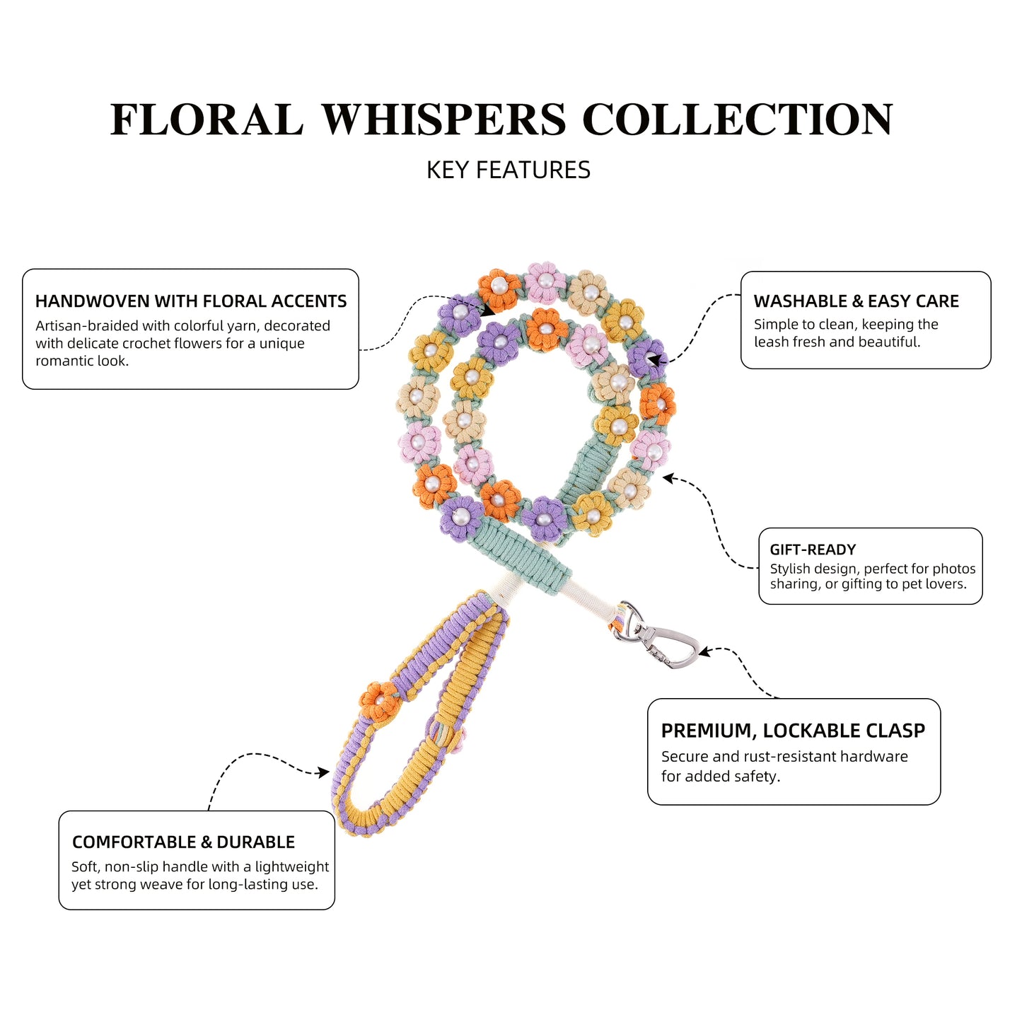 ๐ Carnival Dream โ Handmade Colorful Cotton Braided Dog Leash