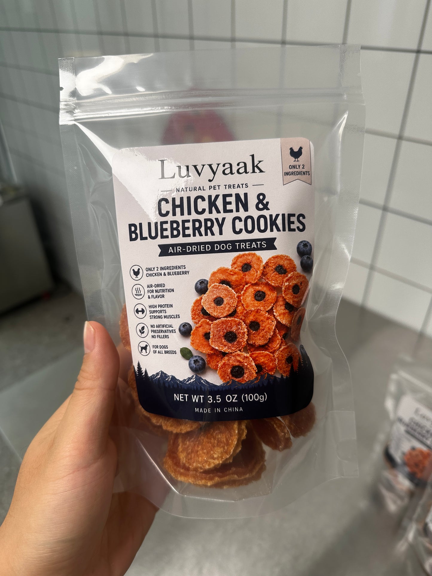 Luvyaak Chicken & Blueberry Air-Dried Dog Cookies | Edible pet treats｜100g