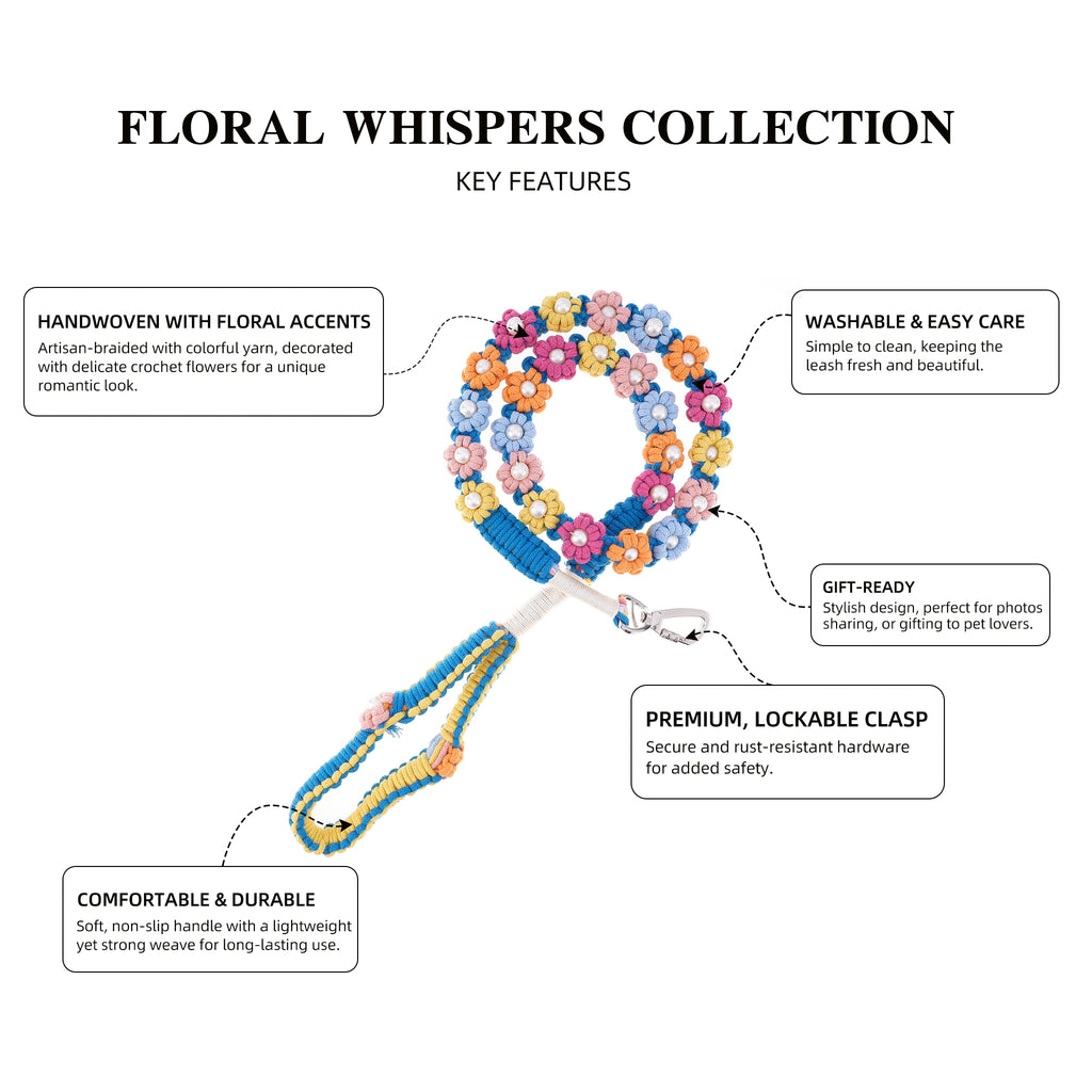 🌈 Rainbow Melody – Handmade Colorful Cotton Braided Dog Leash