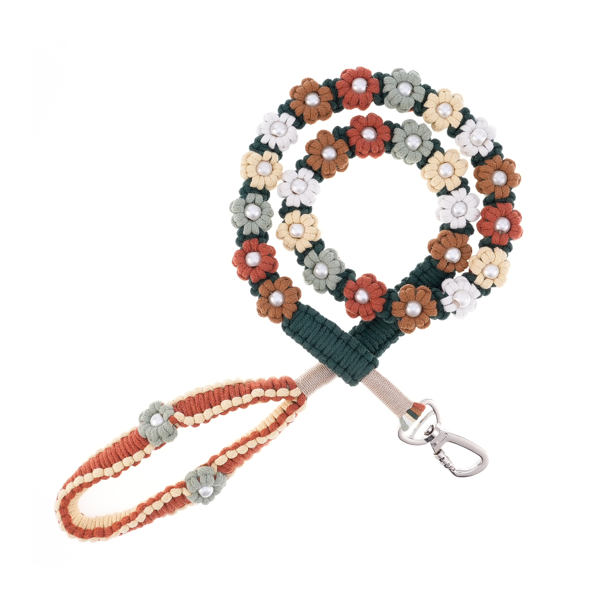 🌾 Rustic Meadow – Handmade Colorful Cotton Braided Dog Leash
