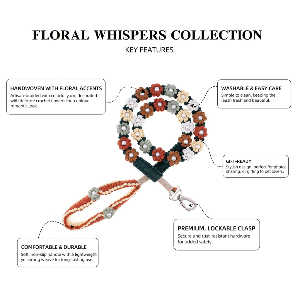 🌾 Rustic Meadow – Handmade Colorful Cotton Braided Dog Leash