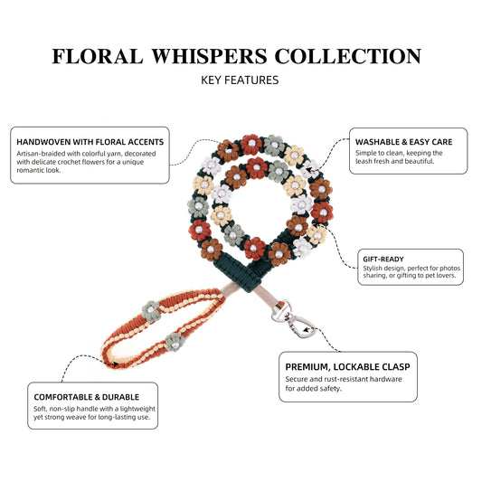 🌾 Rustic Meadow – Handmade Colorful Cotton Braided Dog Leash
