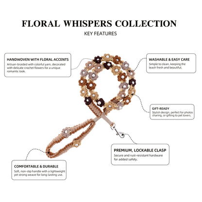 ☕ Mocha Bloom – Handmade Colorful Cotton Braided Dog Leash