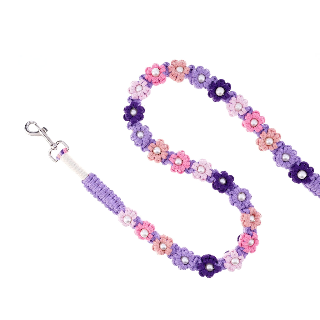 💜 Lavender Dream – Handmade Colorful Cotton Braided Dog Leash