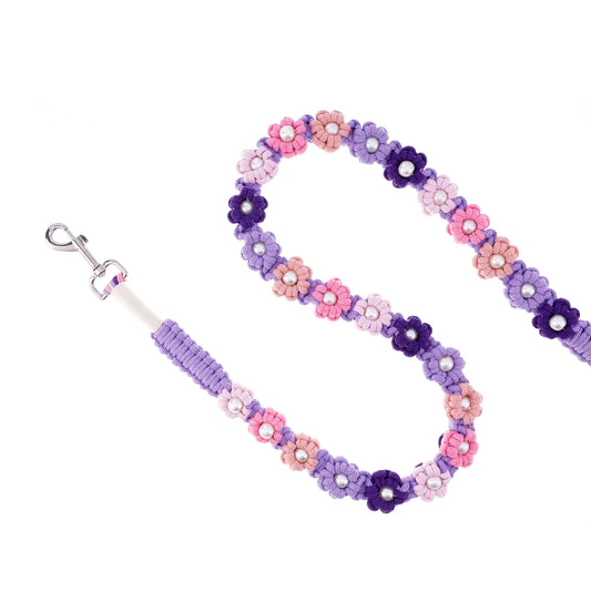 💜 Lavender Dream – Handmade Colorful Cotton Braided Dog Leash