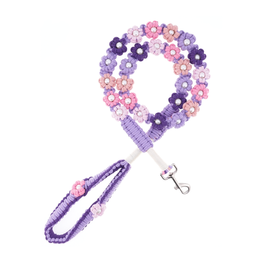 💜 Lavender Dream – Handmade Colorful Cotton Braided Dog Leash