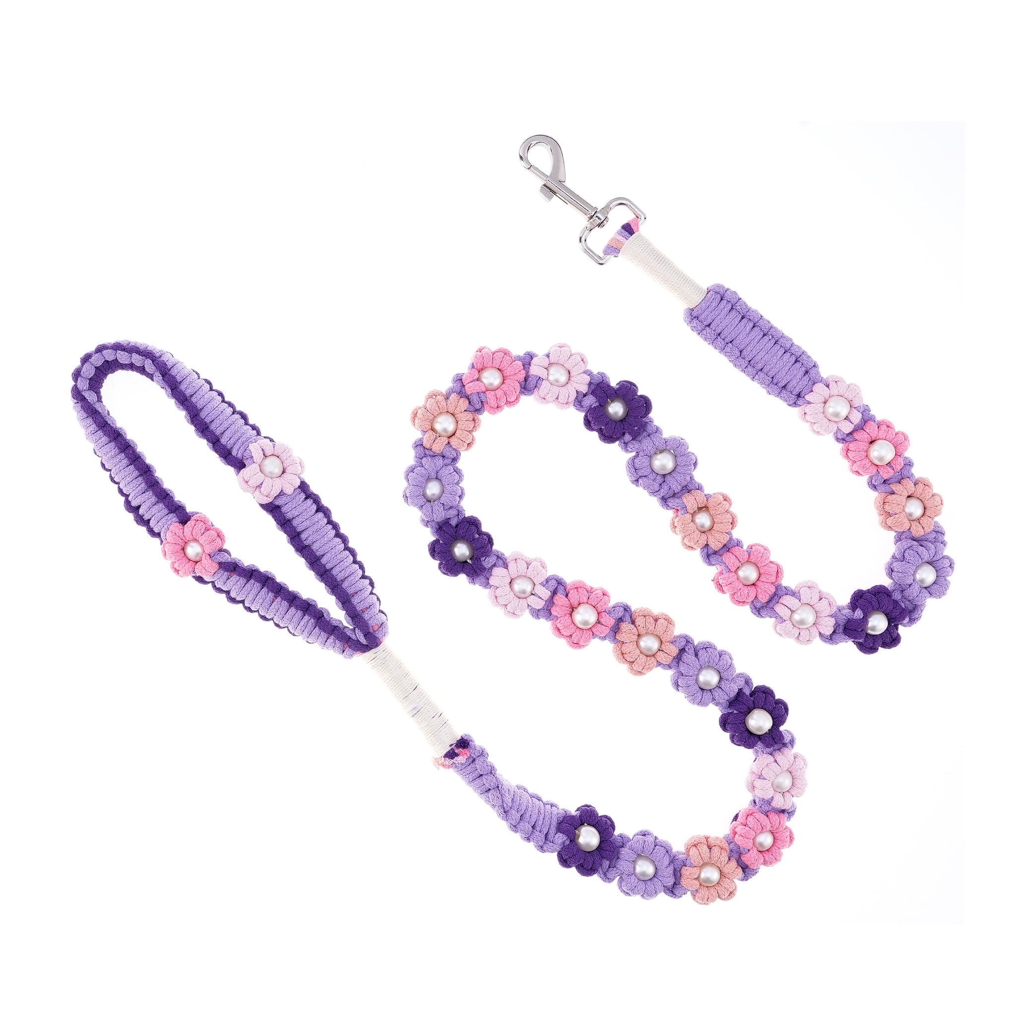 💜 Lavender Dream – Handmade Colorful Cotton Braided Dog Leash