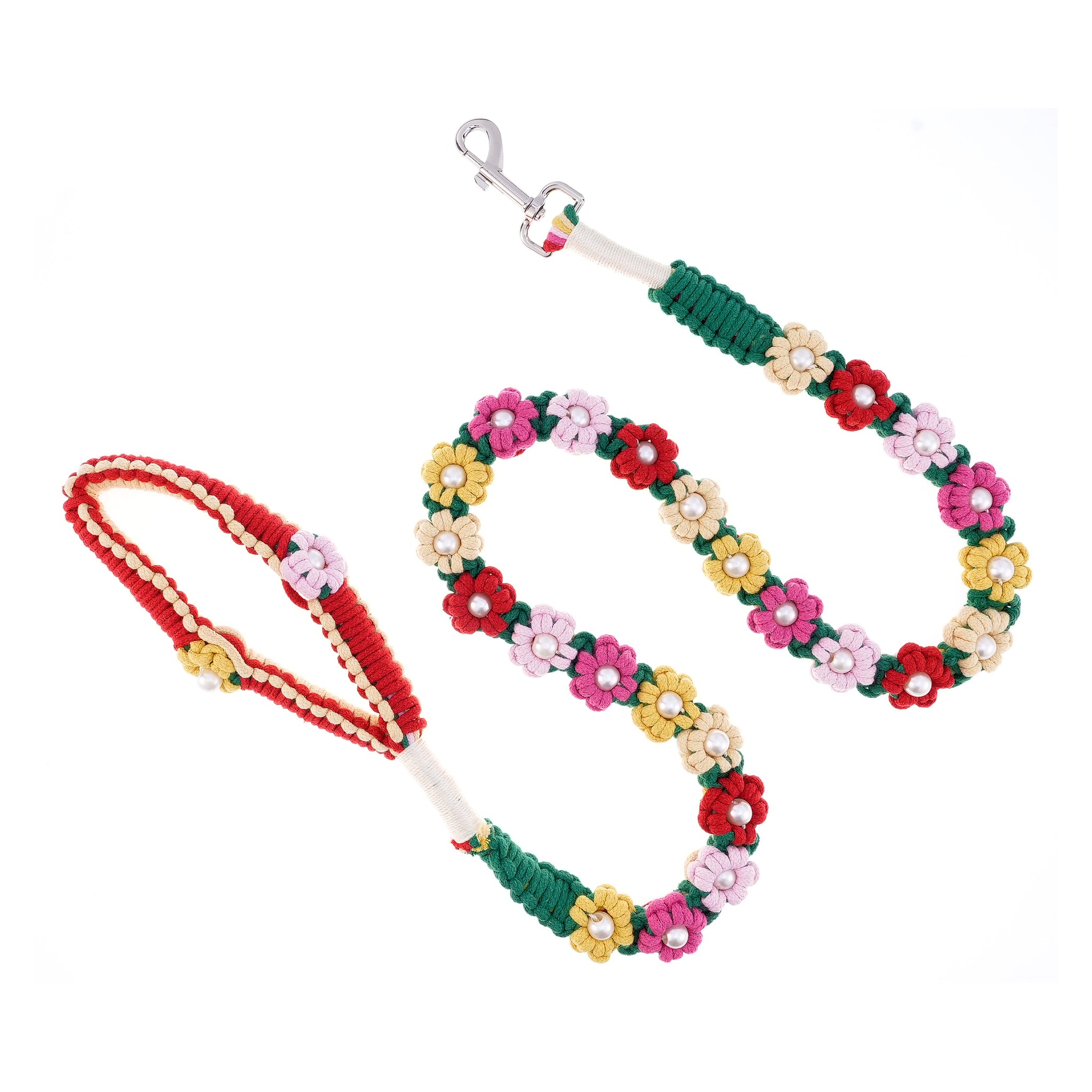 🌷 Spring Garden – Handmade Colorful Cotton Braided Dog Leash