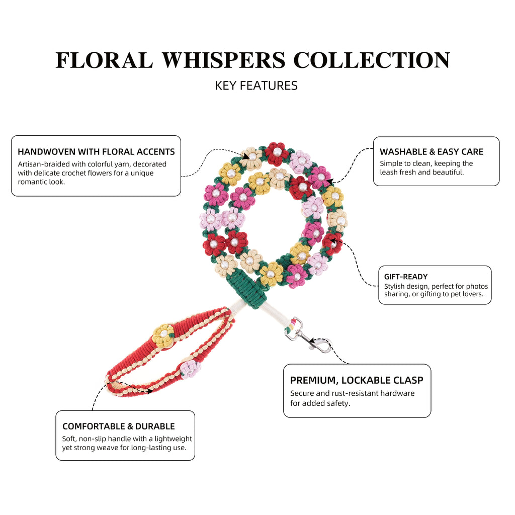 🌷 Spring Garden – Handmade Colorful Cotton Braided Dog Leash