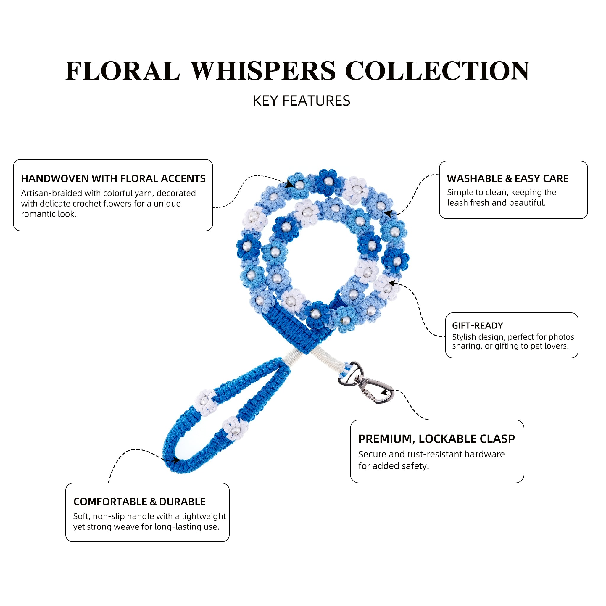 🌊 Ocean Breeze – Handmade Colorful Cotton Braided Dog Leash