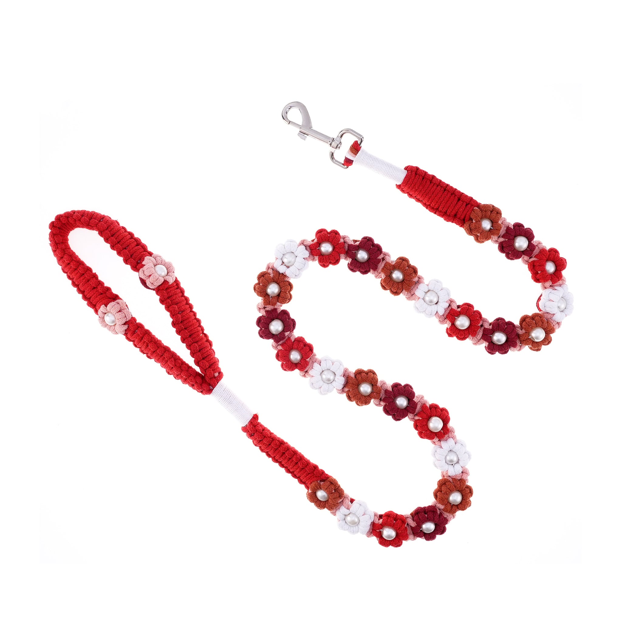 🌹 Rose Dusk – Handmade Colorful Cotton Braided Dog Leash