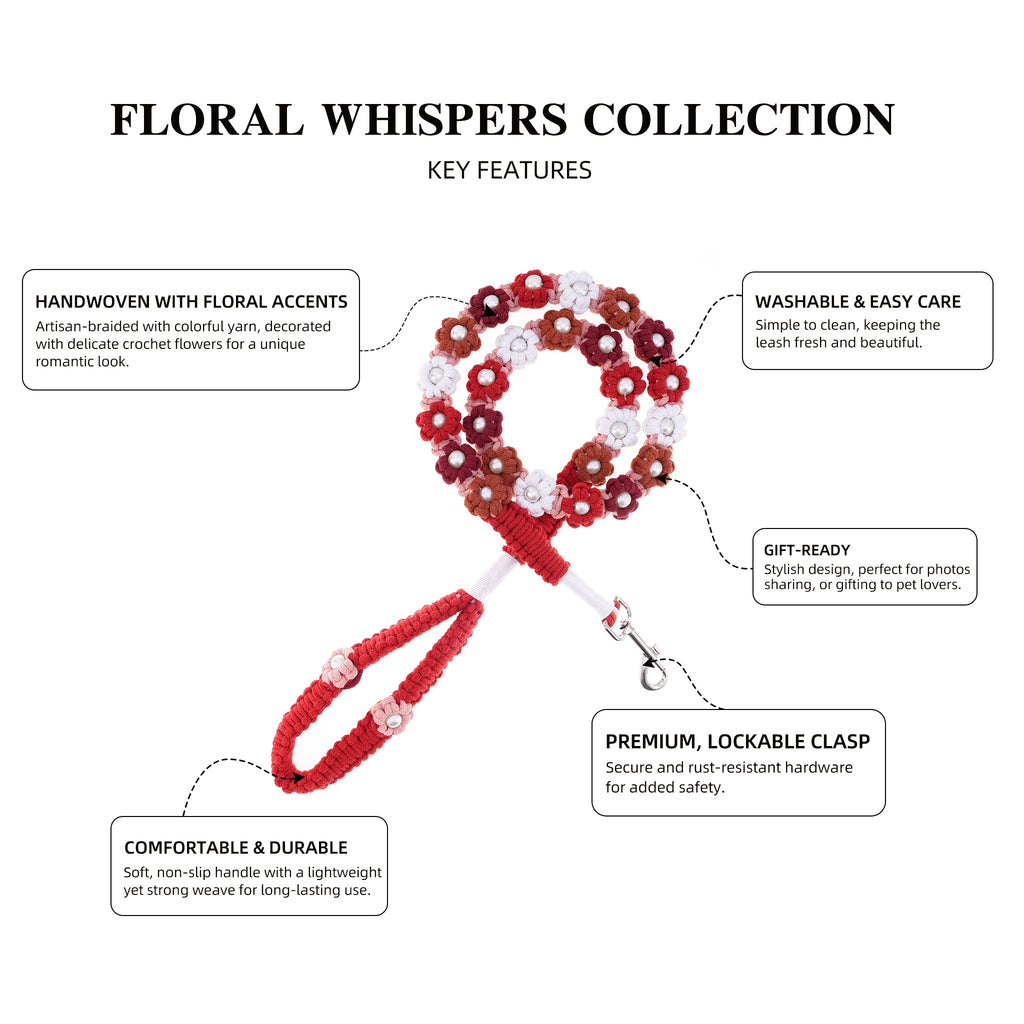 🌹 Rose Dusk – Handmade Colorful Cotton Braided Dog Leash