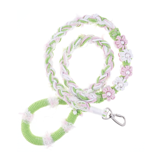 Spring Petals – Handmade Colorful Cotton Braided Dog Leash