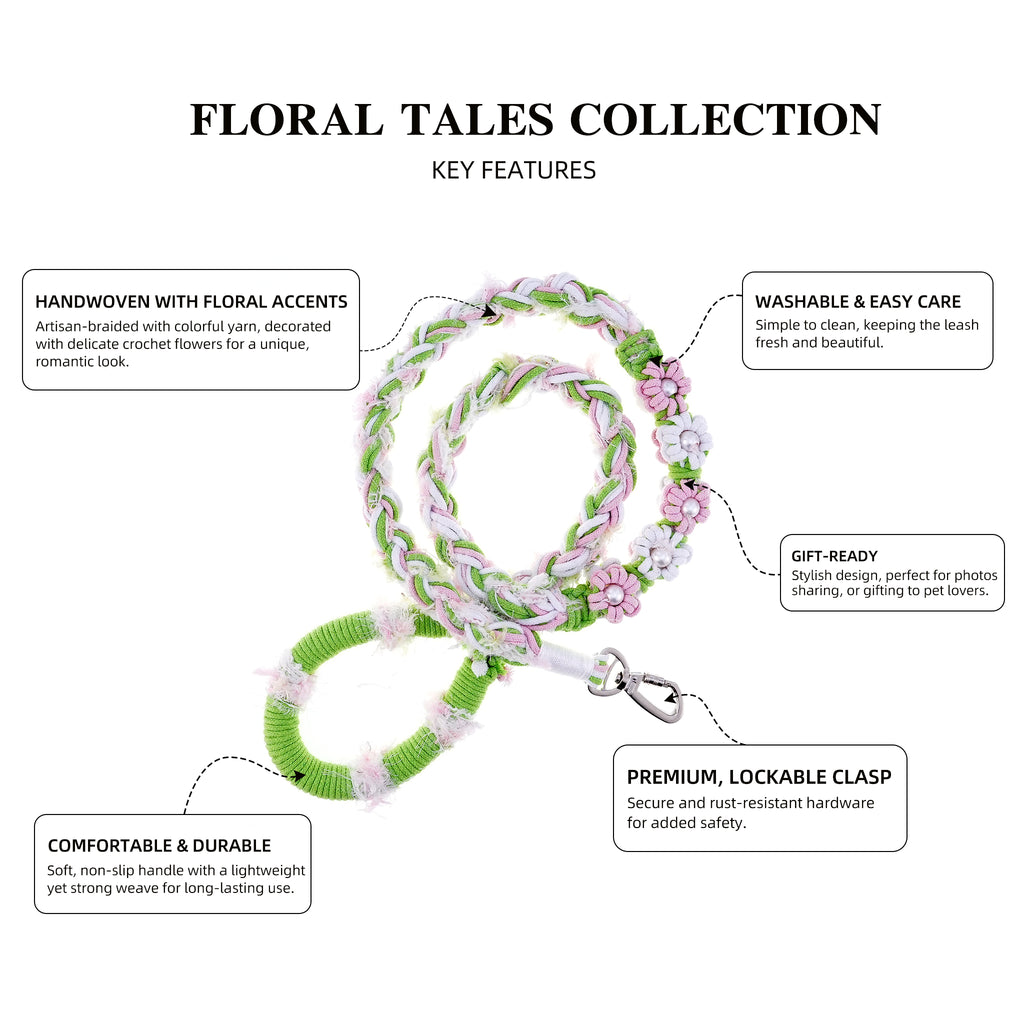 Spring Petals – Handmade Colorful Cotton Braided Dog Leash
