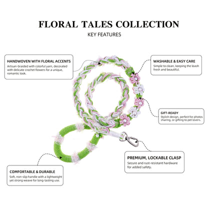 Spring Petals – Handmade Colorful Cotton Braided Dog Leash