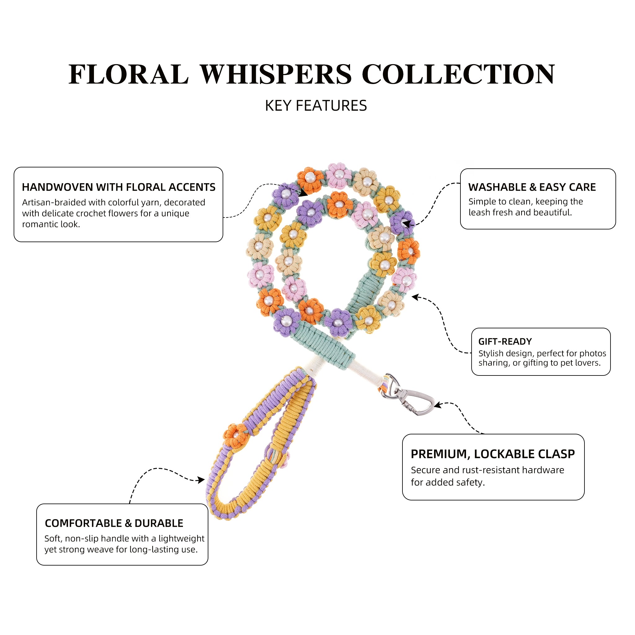 🎉 Carnival Dream – Handmade Colorful Cotton Braided Dog Leash
