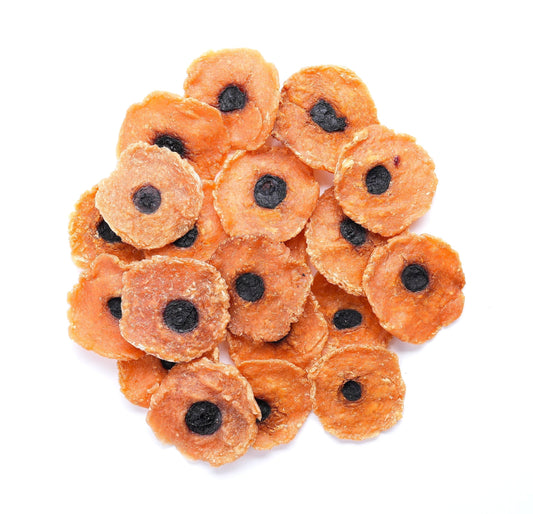 Luvyaak Chicken and Blueberry air-dried dog cookies