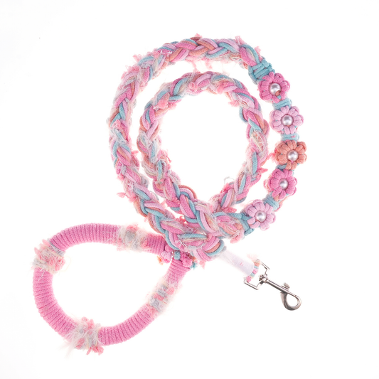 Sakura Dream – Handmade Colorful Cotton Braided Dog Leash